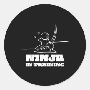 Adesivo Redondo Camiseta de Artes Marciais Ninja Guerreiro Fofo pa