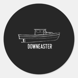 Adesivo Redondo Camiseta de barco de pesca de lagosta Downeaster d