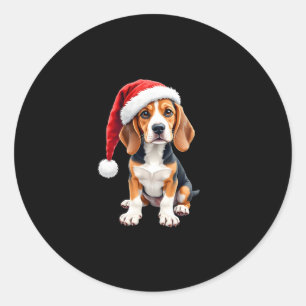 Adesivo Redondo Camiseta de Beagle Christmas Dog Long Sleeve T Shi