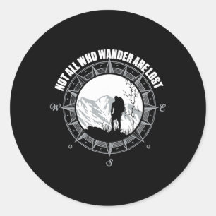 Adesivo Redondo Camiseta de caminhada Nem todos aqueles que vaguei
