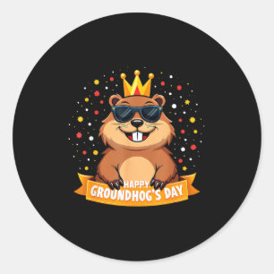 Adesivo Redondo Camiseta de Celebração do Dia da Marmota 2025 Tee