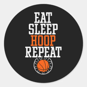 Adesivo Redondo Camiseta de Citação Sketll - Comer Dormir Basquete