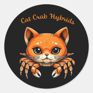 Adesivo Redondo Camiseta de criatura de caranguejo gato fofo engra