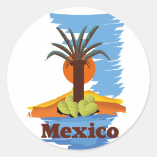 Adesivo Redondo Camiseta de desenho animado vintage de Palma mexic