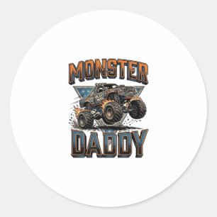 Adesivo Redondo Camiseta de desenho de gravura vintage de Monster