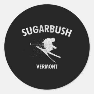 Adesivo Redondo Camiseta de Esqui Sugarbush Vermont Esqui