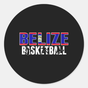 Adesivo Redondo Camiseta de Fãs de Basquete de Belize Bandeira Bel
