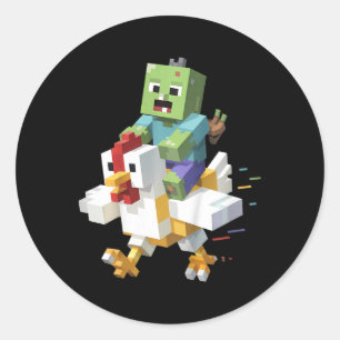 Adesivo Redondo Camiseta de frango Jock para crianças Pixel Art Ga
