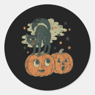 Adesivo Redondo Camiseta de Gato Preto Silvando Halloween Vintage