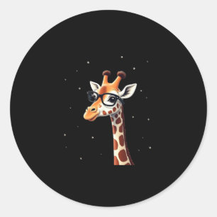 Adesivo Redondo Camiseta de Girafa Hipster de Boas Festas Masculin