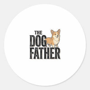 Adesivo Redondo Camiseta De Gravura Vintage Dogfather Corgi Engraç