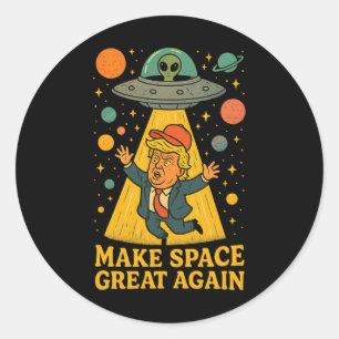 Adesivo Redondo Camiseta de Humor Espacial de Abdução Alienígena D