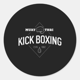 Adesivo Redondo Camiseta de Kickboxing Muay Thai Boxer Artes Marci