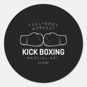 Adesivo Redondo Camiseta de Kickboxing para Treino de Corpo Inteir