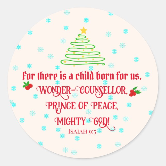 Adesivo Redondo Camiseta de leitura da Bíblia de Natal (Frente)