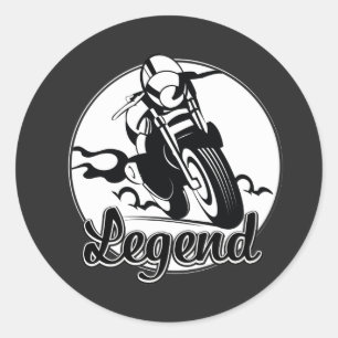 Adesivo Redondo Camiseta de Moto Legend