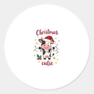 Adesivo Redondo Camiseta de Natal Cow Christmas Cutie Cows (7)