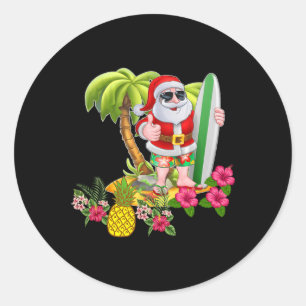 Adesivo Redondo Camiseta De Natal Em Julho Papai Noel Havaiano De