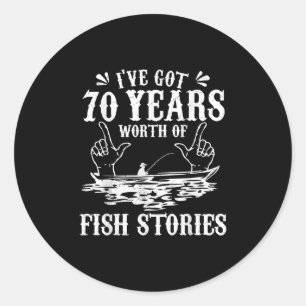 Adesivo Redondo Camiseta De Pescador De Aniversário De 70 Anos Pia