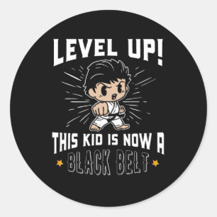 Adesivo Redondo Camiseta de Prêmio de Cinto Preto de Karatê Infant