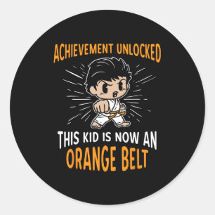 Adesivo Redondo Camiseta de Prêmio de Cinturão Laranja de Karatê I