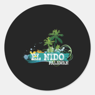Adesivo Redondo Camiseta de souvenir de férias de El Nido Palawan