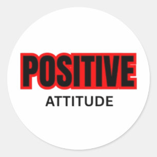 Adesivo Redondo Camiseta de Tipografia Motivacional Atitude Positi