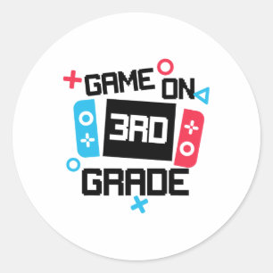 Adesivo Redondo Camiseta De Volta À Escola Para Gamer Menino Jogo