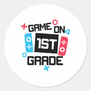Adesivo Redondo Camiseta De Volta À Escola Para Gamer Menino Jogo