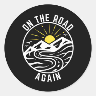 Adesivo Redondo Camiseta De Volta à Estrada Viagem de Carro Aventu