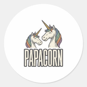 Adesivo Redondo Camiseta Desenho de Gravura Vintage Papacorn Unico