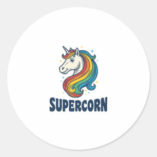 Adesivo Redondo Camiseta Desenho de Gravura Vintage Supercorn Unic