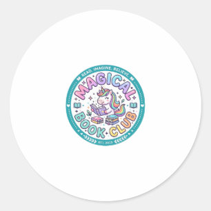 Adesivo Redondo Camiseta Divertida Clube do Livro Mágico Unicórnio