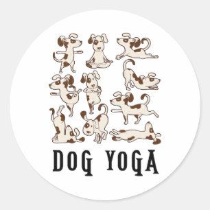 Adesivo Redondo Camiseta Divertida de Ioga com Cachorro - Roupas d