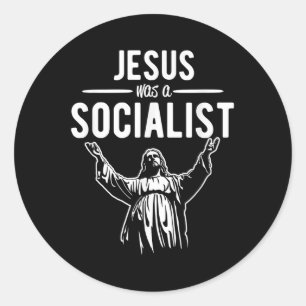 Adesivo Redondo Camiseta Divertida Jesus Era Um Socialista Jesus R