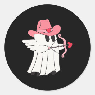 Adesivo Redondo Camiseta do Dia dos Namorados do Fantasma Cupido C