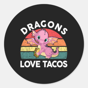 Adesivo Redondo Camiseta do Dragões Amam Taco Cinco Mayo Engraçado