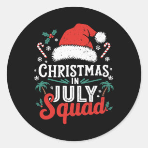 Adesivo Redondo Camiseta do Esquadrão do Natal em Julho Férias em