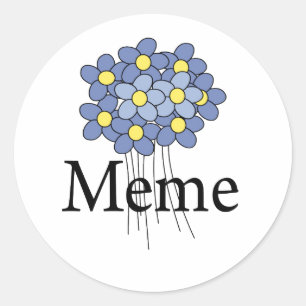 Adesivo Redondo Camiseta do Meme da Linda Flor Azul
