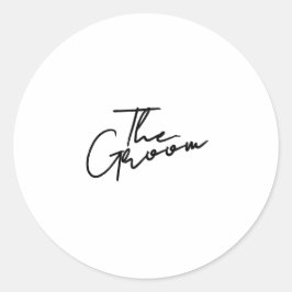 Adesivo Redondo Camiseta do noivo de roteiro moderno