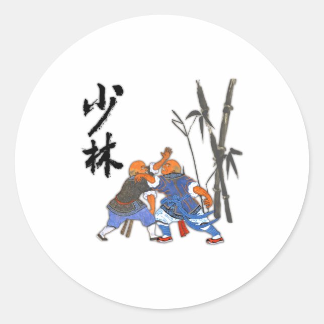 Adesivo Redondo Camiseta dos monges Shaolin (Frente)