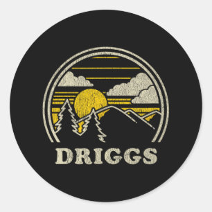 Adesivo Redondo Camiseta Driggs Idaho Id Vintage Caminhadas Montan
