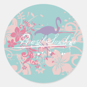 Adesivo Redondo Camiseta e presentes da luz do sol de Brasil