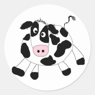Adesivo Redondo Camiseta e presentes da vaca da fazenda