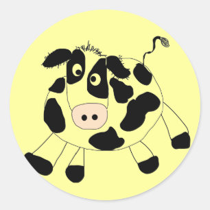 Adesivo Redondo Camiseta e presentes da vaca da fazenda