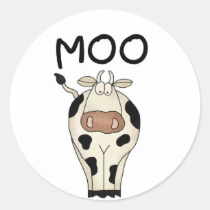 Adesivo Redondo Camiseta e presentes da vaca do MOO