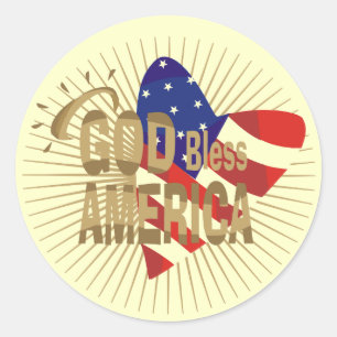Adesivo Redondo Camiseta e presentes de América dos deus abençoe