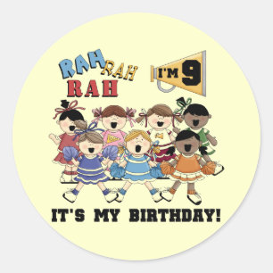 Adesivo Redondo Camiseta e presentes do aniversário do cheerleader