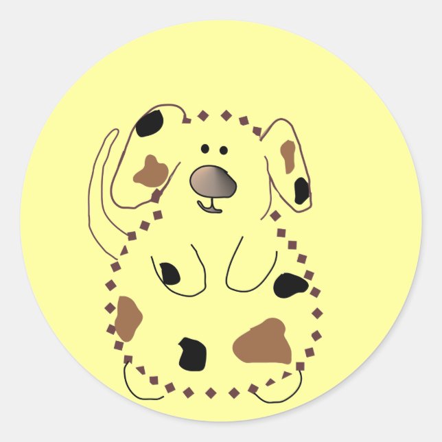 Adesivo Redondo Camiseta e presentes do cão dos desenhos animados (Frente)