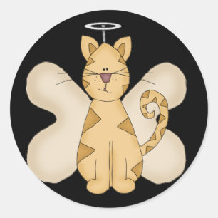 Adesivo Redondo Camiseta e presentes do gato do anjo